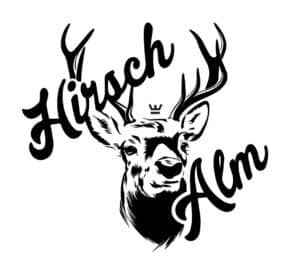 Hirsch mit Geweih im Klozbuch-Design, handgezeichnet, schwarz-weiß.
